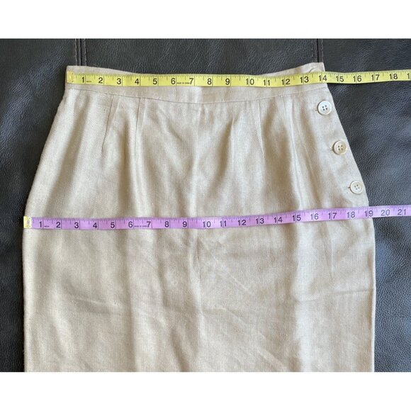 Anne Klein II Women’s Sz 10 Beige Made In USA Back Slit Button Skirt Lined - Picture 5 of 7